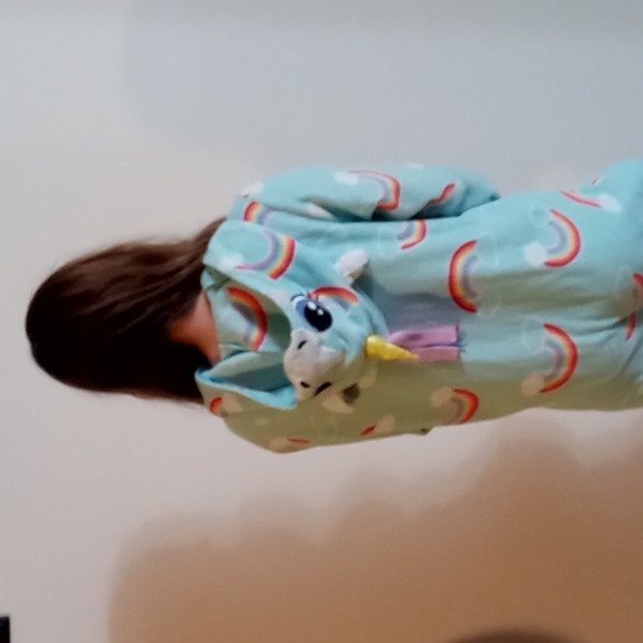 Big Girl's,Super Soft & Cute,Mint Green,🌈 Unicorn🦄,Hooded,Onsie, Zip Down,PJ's - Picture 8 of 17